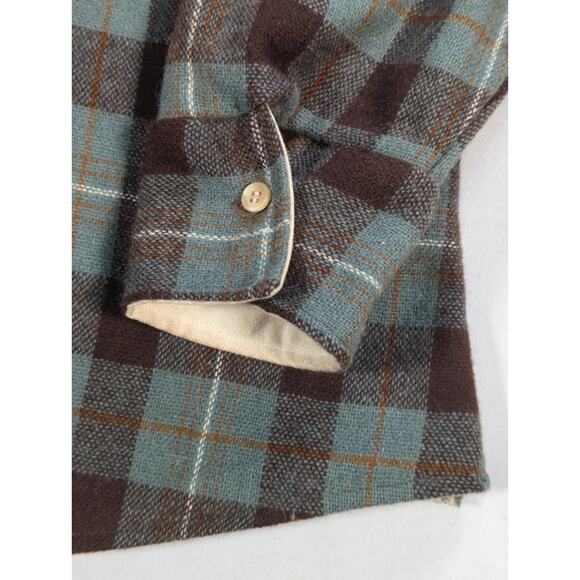 VTG Coming Attractions Wool Blend Flannel Shirt Jacket Mens L Plaid Lined Work - Picture 4 of 11